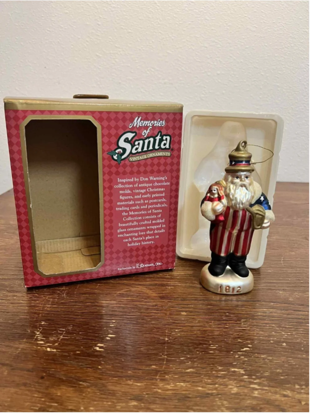 Memories of Santa 1912 Uncle Sam Santa Ornament w/Box USA Americana Christmas